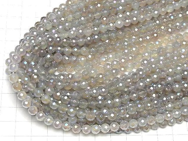 1strand $7.79! Flash, gray Onyx 64Faceted Round 6mm 1strand beads (aprx.15inch / 38cm)