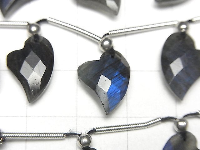 [Video]High Quality Blue Labradorite AAA- Heart cut half or 1 strand (8pcs)