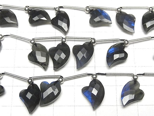 [Video]High Quality Blue Labradorite AAA- Heart cut half or 1 strand (8pcs)