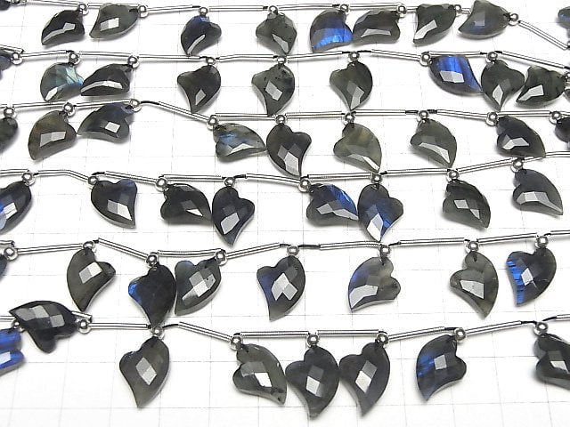 [Video]High Quality Blue Labradorite AAA- Heart cut half or 1 strand (8pcs)