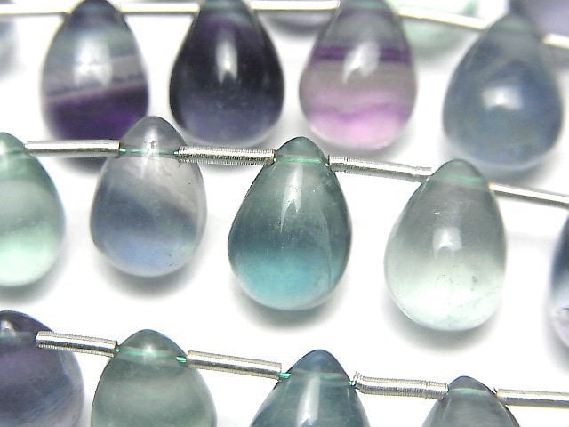 [Video]High Quality Multicolor Fluorite AA++ Drop (Smooth) 1strand (9pcs)