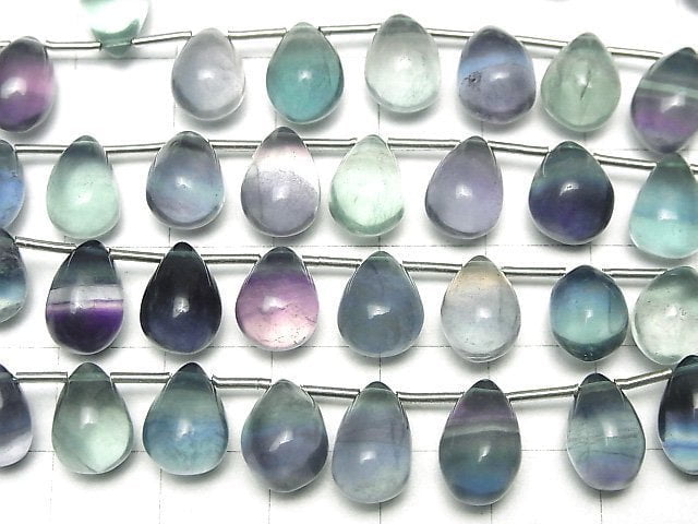 [Video]High Quality Multicolor Fluorite AA++ Drop (Smooth) 1strand (9pcs)