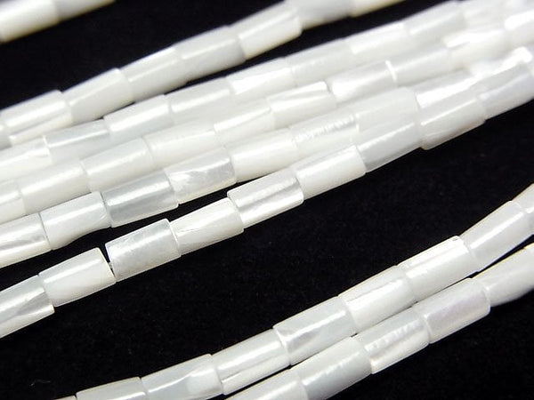 [Video] Mother of Pearl MOP White Tube 5x3x3mm 1strand beads (aprx.15inch/38cm)