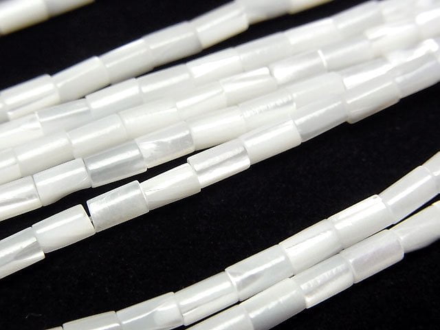 [Video] Mother of Pearl MOP White Tube 5x3x3mm 1strand beads (aprx.15inch/38cm)