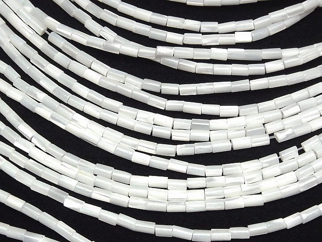 [Video] Mother of Pearl MOP White Tube 5x3x3mm 1strand beads (aprx.15inch/38cm)