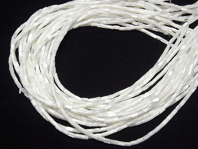 [Video] Mother of Pearl MOP White Tube 5x3x3mm 1strand beads (aprx.15inch/38cm)