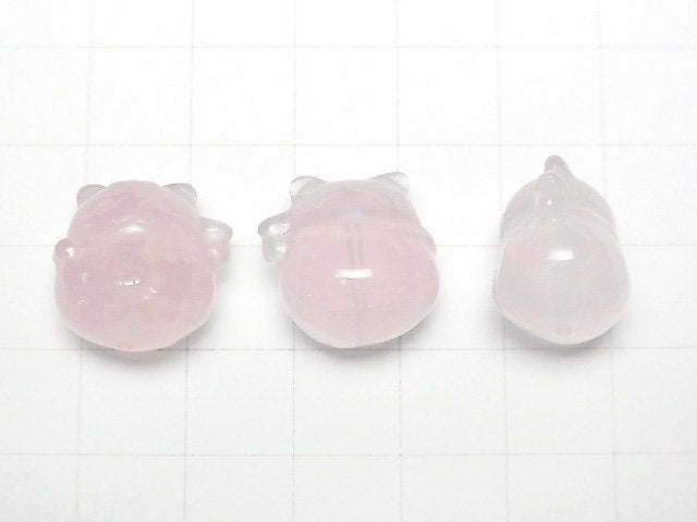 [Video]Rose Quartz AAA- Lucky Cat Shape [Drilled Hole] 16x17mm 1pc