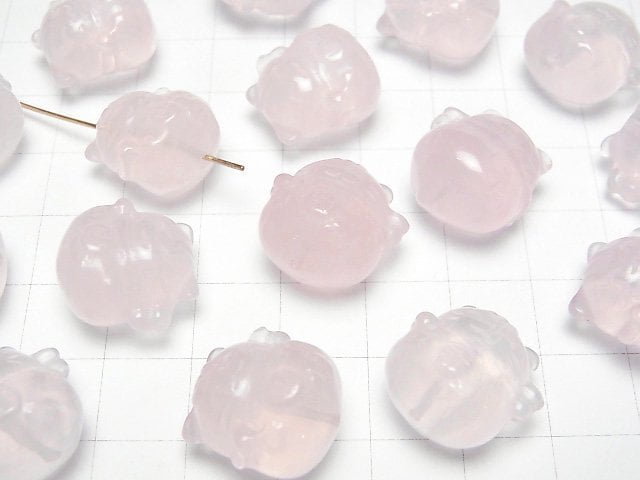 [Video]Rose Quartz AAA- Lucky Cat Shape [Drilled Hole] 16x17mm 1pc