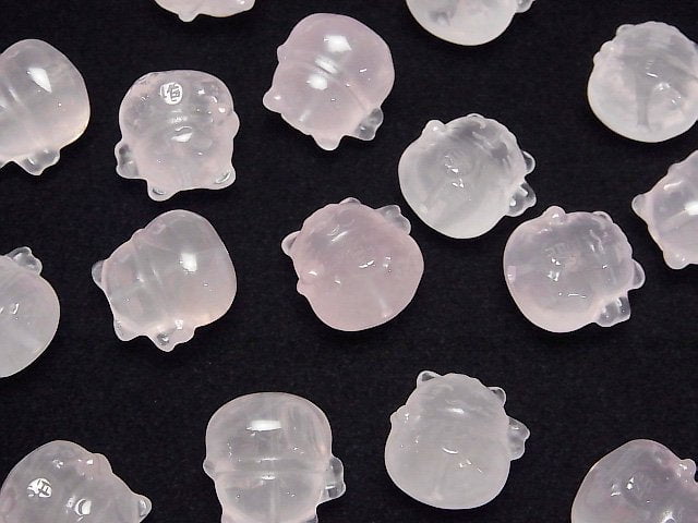 [Video]Rose Quartz AAA- Lucky Cat Shape [Drilled Hole] 16x17mm 1pc