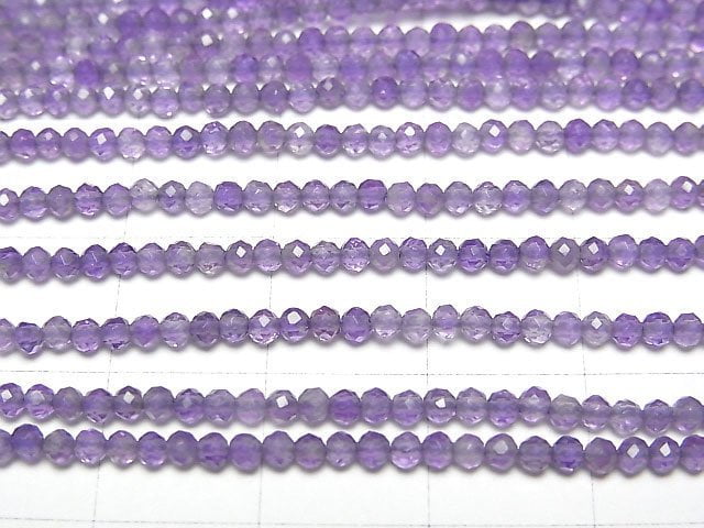 [Video] High Quality! Amethyst AA++ Faceted Round 2.5mm 1strand beads (aprx.15inch/37cm)