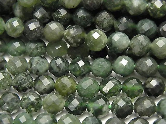 High Quality!  Moss Agate  64Faceted Round 6mm 1strand beads (aprx.15inch/37cm)