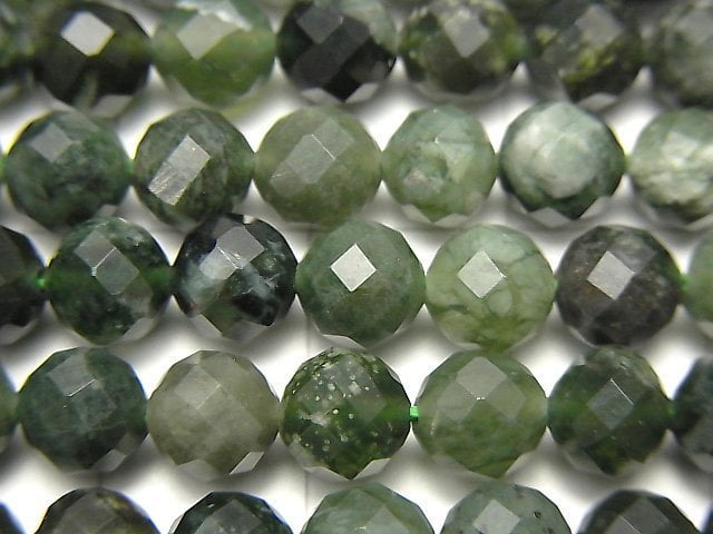 High Quality!  Moss Agate  64Faceted Round 6mm 1strand beads (aprx.15inch/37cm)