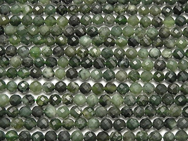 High Quality!  Moss Agate  64Faceted Round 6mm 1strand beads (aprx.15inch/37cm)