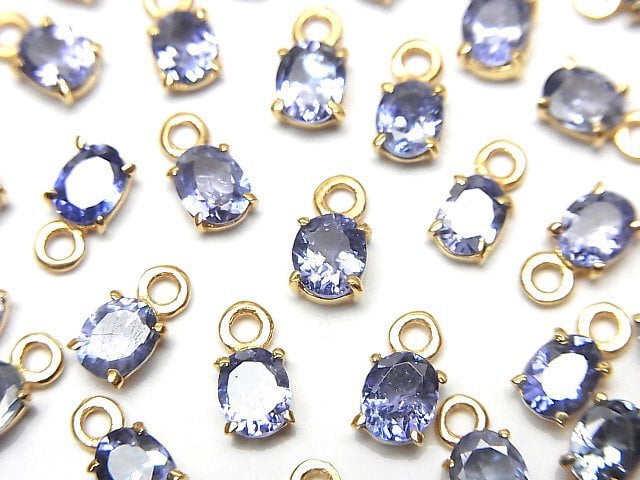 [Video]High Quality Tanzanite AAA Bezel Setting Oval Faceted 5x4mm 18KGP 1pc