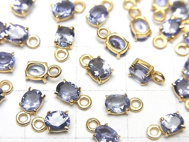 [Video]High Quality Tanzanite AAA Bezel Setting Oval Faceted 5x4mm 18KGP 1pc