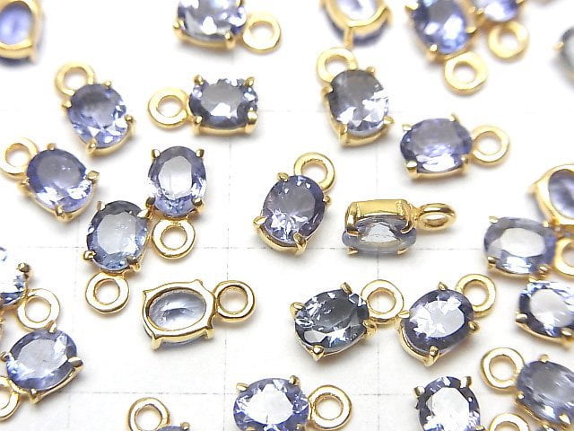 [Video]High Quality Tanzanite AAA Bezel Setting Oval Faceted 5x4mm 18KGP 1pc