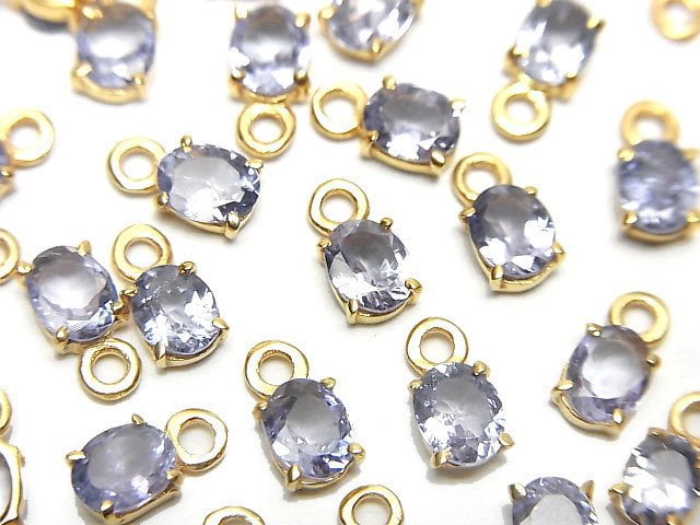 [Video]High Quality Tanzanite AAA- Bezel Setting Oval Faceted 5x4mm 18KGP 1pc