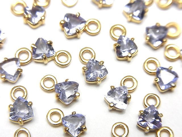 [Video]High Quality Tanzanite AAA- Bezel Setting Triangle Faceted 4x4mm 18KGP 1pc