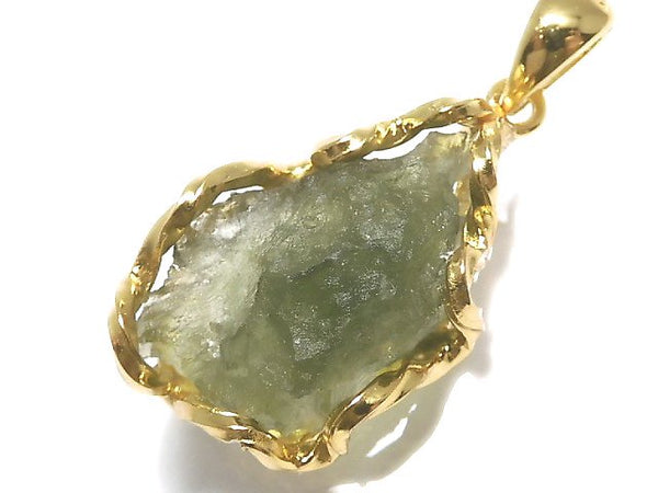 [Video][One of a kind] Moldavite Rough Rock Nugget Pendant 18KGP NO.203