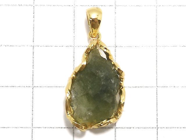 [Video][One of a kind] Moldavite Rough Rock Nugget Pendant 18KGP NO.203