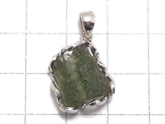 [Video][One of a kind] Moldavite Rough Rock Nugget Pendant Silver925 NO.101