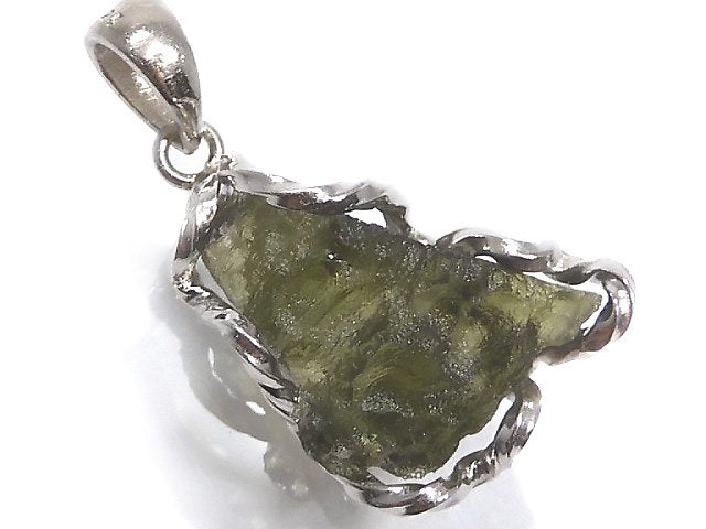 [Video][One of a kind] Moldavite Rough Rock Nugget Pendant Silver925 NO.102