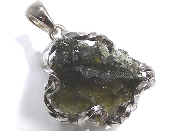 [Video][One of a kind] Moldavite Rough Rock Nugget Pendant Silver925 NO.104