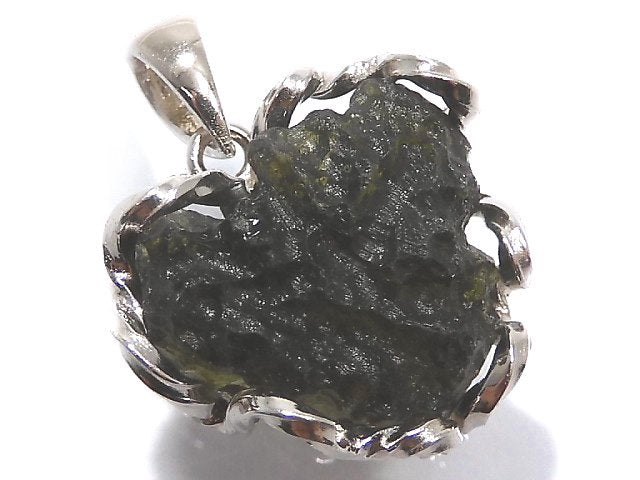 [Video][One of a kind] Moldavite Rough Rock Nugget Pendant Silver925 NO.106