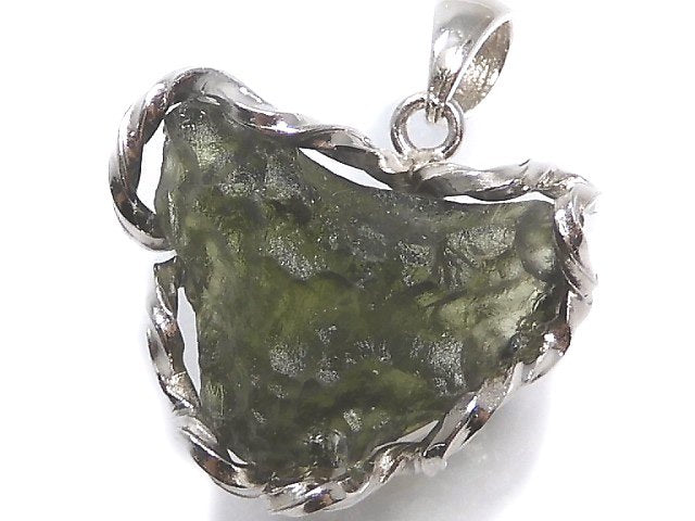 [Video][One of a kind] Moldavite Rough Rock Nugget Pendant Silver925 NO.110