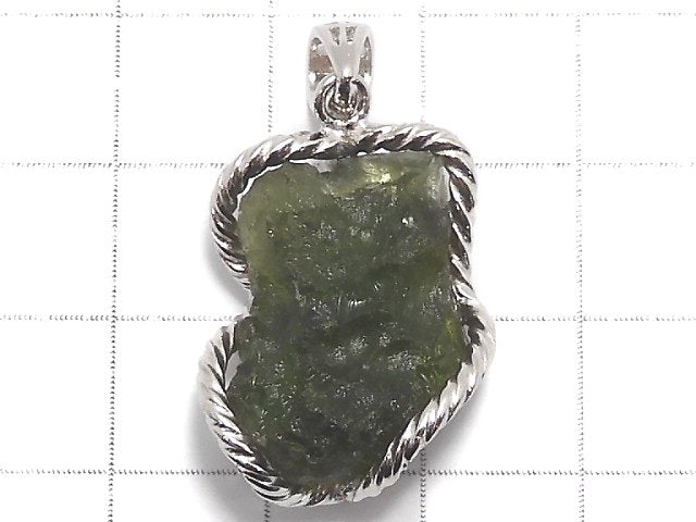 [Video][One of a kind] Moldavite Rough Rock Nugget Pendant Silver925 NO.1