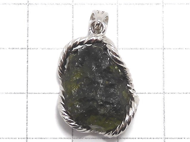 [Video][One of a kind] Moldavite Rough Rock Nugget Pendant Silver925 NO.2