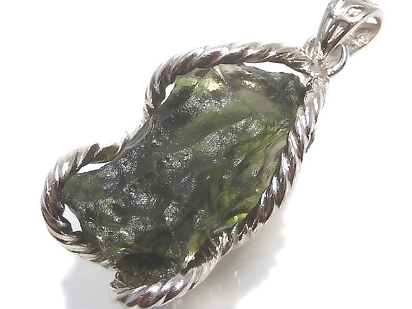 [Video][One of a kind] Moldavite Rough Rock Nugget Pendant Silver925 NO.3