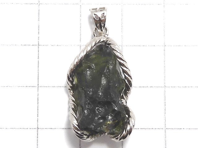 [Video][One of a kind] Moldavite Rough Rock Nugget Pendant Silver925 NO.3