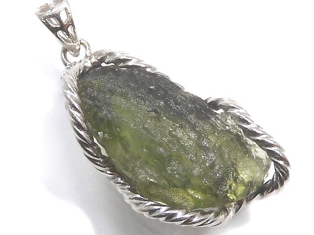 [Video][One of a kind] Moldavite Rough Rock Nugget Pendant Silver925 NO.4