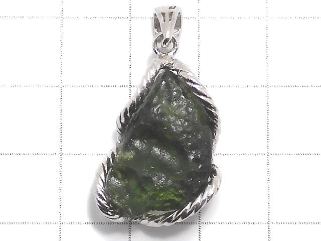 [Video][One of a kind] Moldavite Rough Rock Nugget Pendant Silver925 NO.5