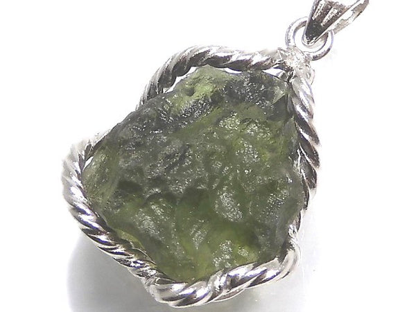 [Video][One of a kind] Moldavite Rough Rock Nugget Pendant Silver925 NO.6