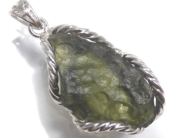 [Video][One of a kind] Moldavite Rough Rock Nugget Pendant Silver925 NO.7