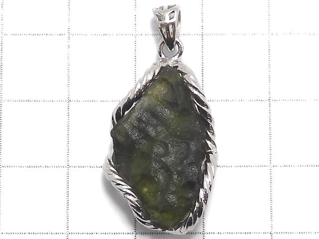 [Video][One of a kind] Moldavite Rough Rock Nugget Pendant Silver925 NO.7