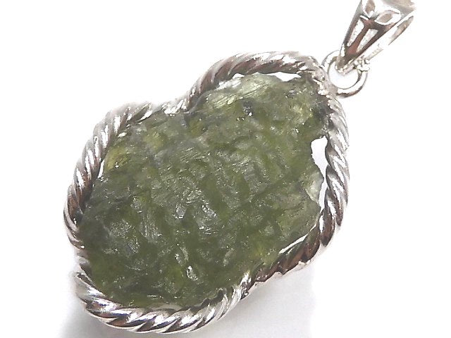 [Video][One of a kind] Moldavite Rough Rock Nugget Pendant Silver925 NO.8