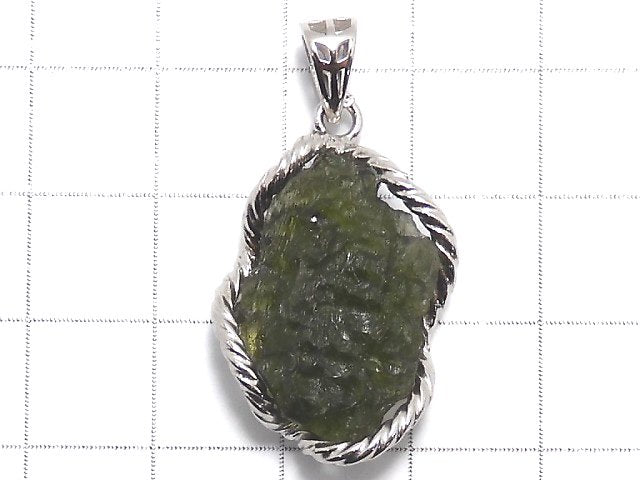 [Video][One of a kind] Moldavite Rough Rock Nugget Pendant Silver925 NO.8