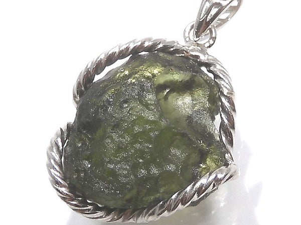 [Video][One of a kind] Moldavite Rough Rock Nugget Pendant Silver925 NO.9