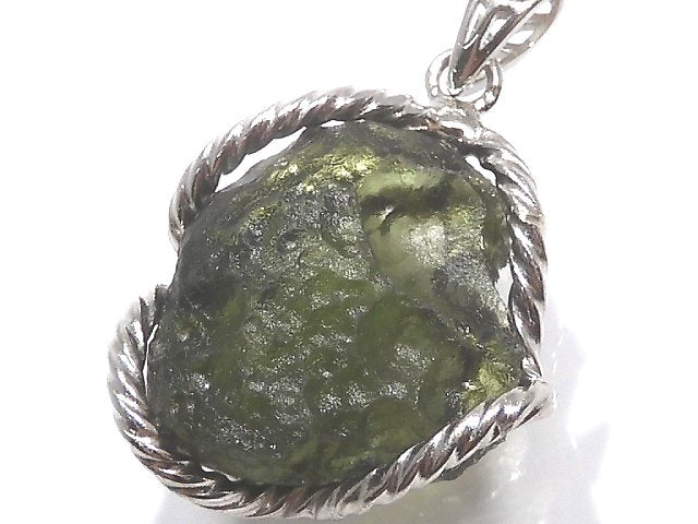 [Video][One of a kind] Moldavite Rough Rock Nugget Pendant Silver925 NO.9