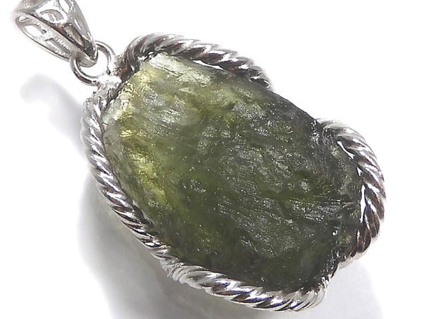 [Video][One of a kind] Moldavite Rough Rock Nugget Pendant Silver925 NO.10