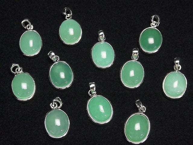 [Video]Chrysoprase AAA Oval Pendant 12x10mm Silver925 1pc