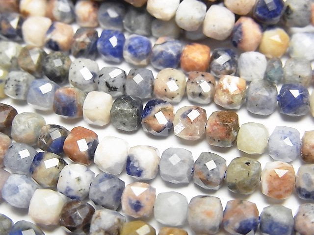 [Video]High Quality! Red Line Sodalite Cube Shape 4x4x4mm 1strand beads (aprx.15inch/37cm)