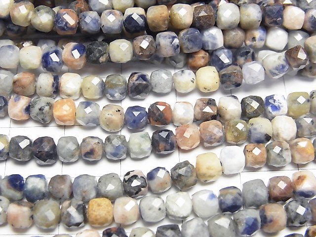 [Video]High Quality! Red Line Sodalite Cube Shape 4x4x4mm 1strand beads (aprx.15inch/37cm)