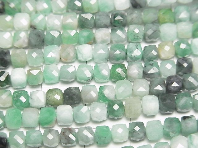 [Video]High Quality! Brazilian Emerald AA Cube Shape 4x4x4mm half or 1strand beads (aprx.15inch/37cm)