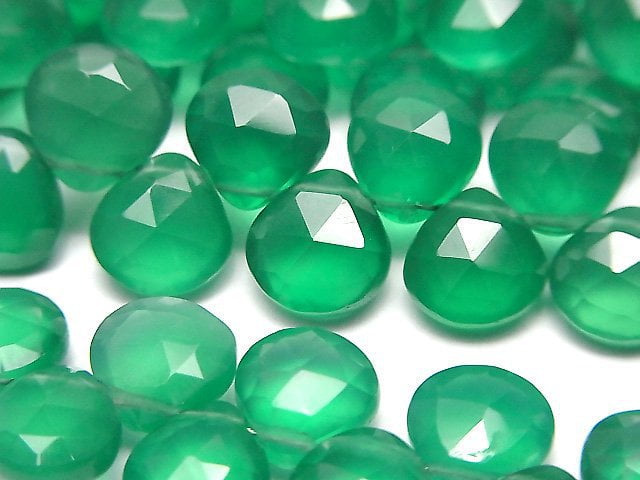 [Video]High Quality Green Onyx AAA Chestnut Faceted Briolette half or 1strand beads (aprx.7inch/18cm)