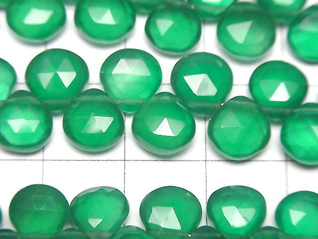 [Video]High Quality Green Onyx AAA Chestnut Faceted Briolette half or 1strand beads (aprx.7inch/18cm)