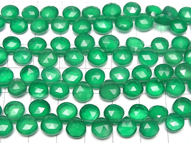 [Video]High Quality Green Onyx AAA Chestnut Faceted Briolette half or 1strand beads (aprx.7inch/18cm)